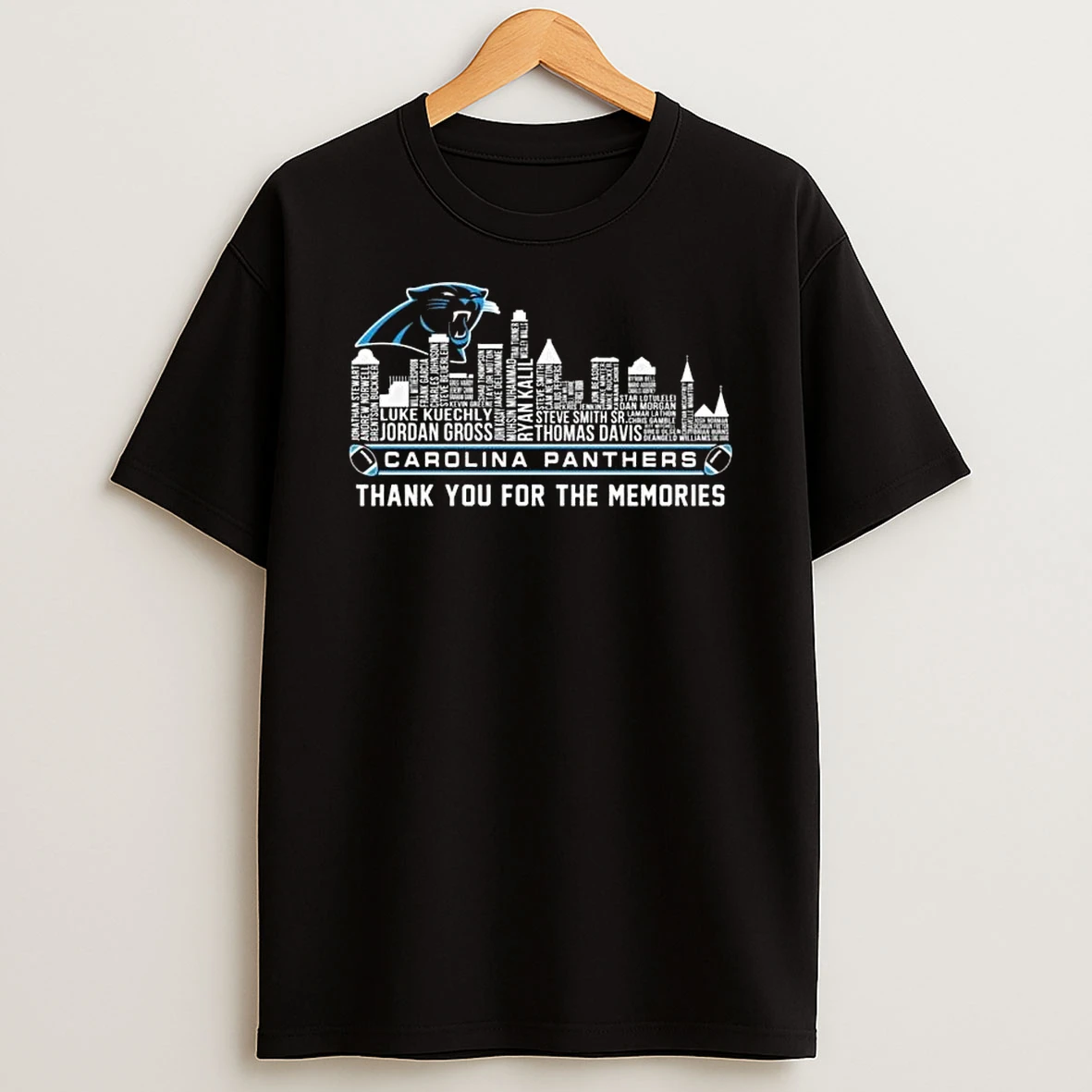 Carolina Panthers Nfl Skyline Name Players Thank You For The Memories T Shirt