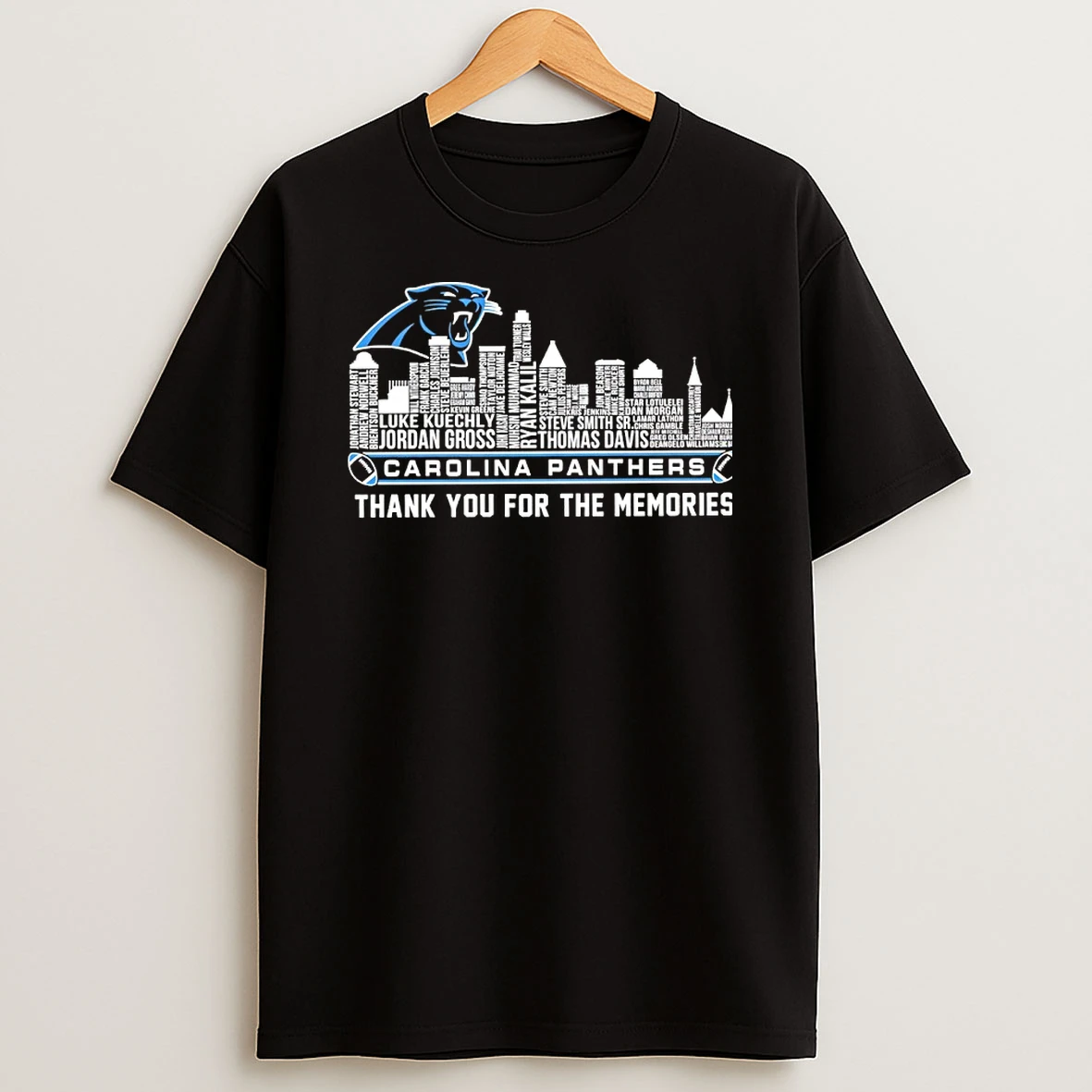 Carolina Panthers Players Names City Skyline Thank You For The Memories T Shirt