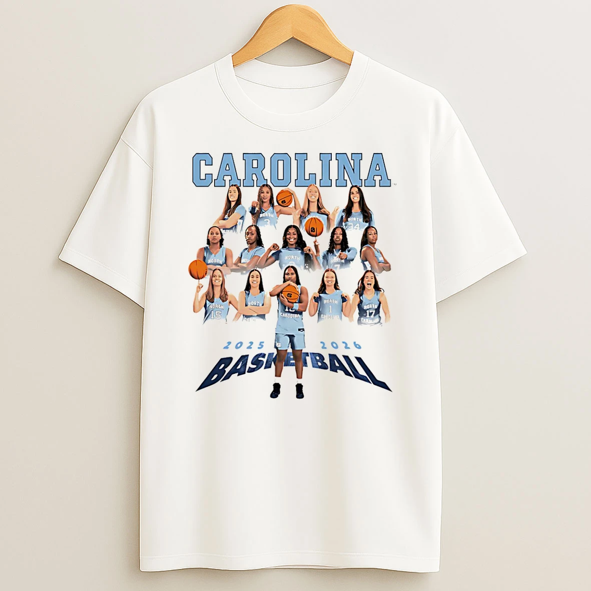 Carolina Womens Basketball 2025 2026 Team Collage T Shirt