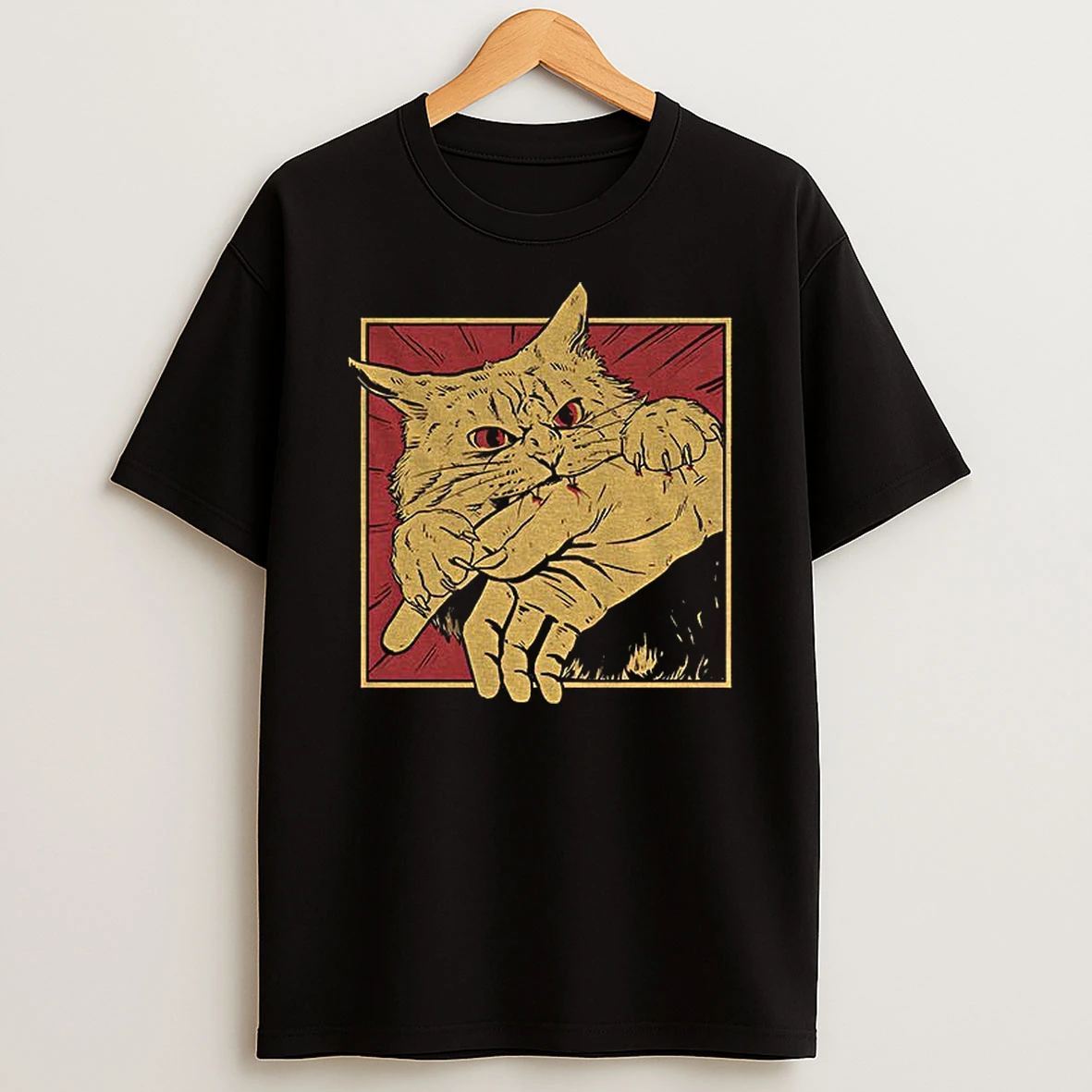 Cat Bite Japanese Horror Anime Graphic T Shirt