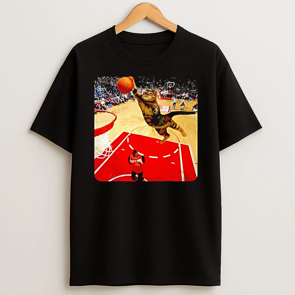 Cat Dunking Basketball Meme Humor Cat Lovers T Shirt
