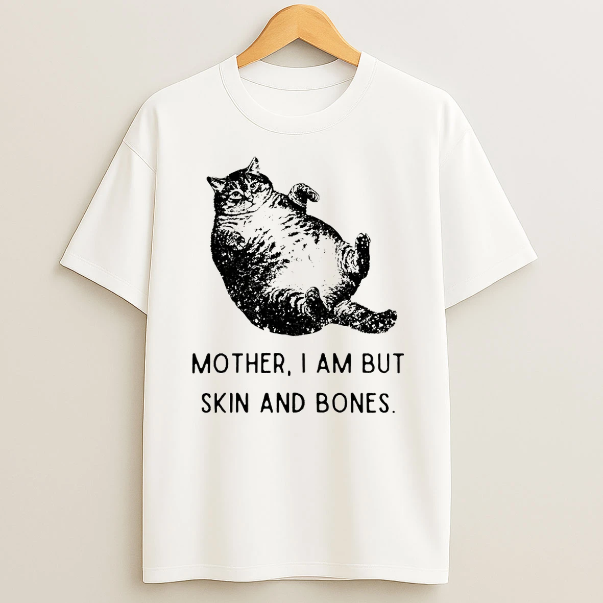 Cat And Its Doting Owner Mother I Am But Skin And Bones Vintage T Shirt