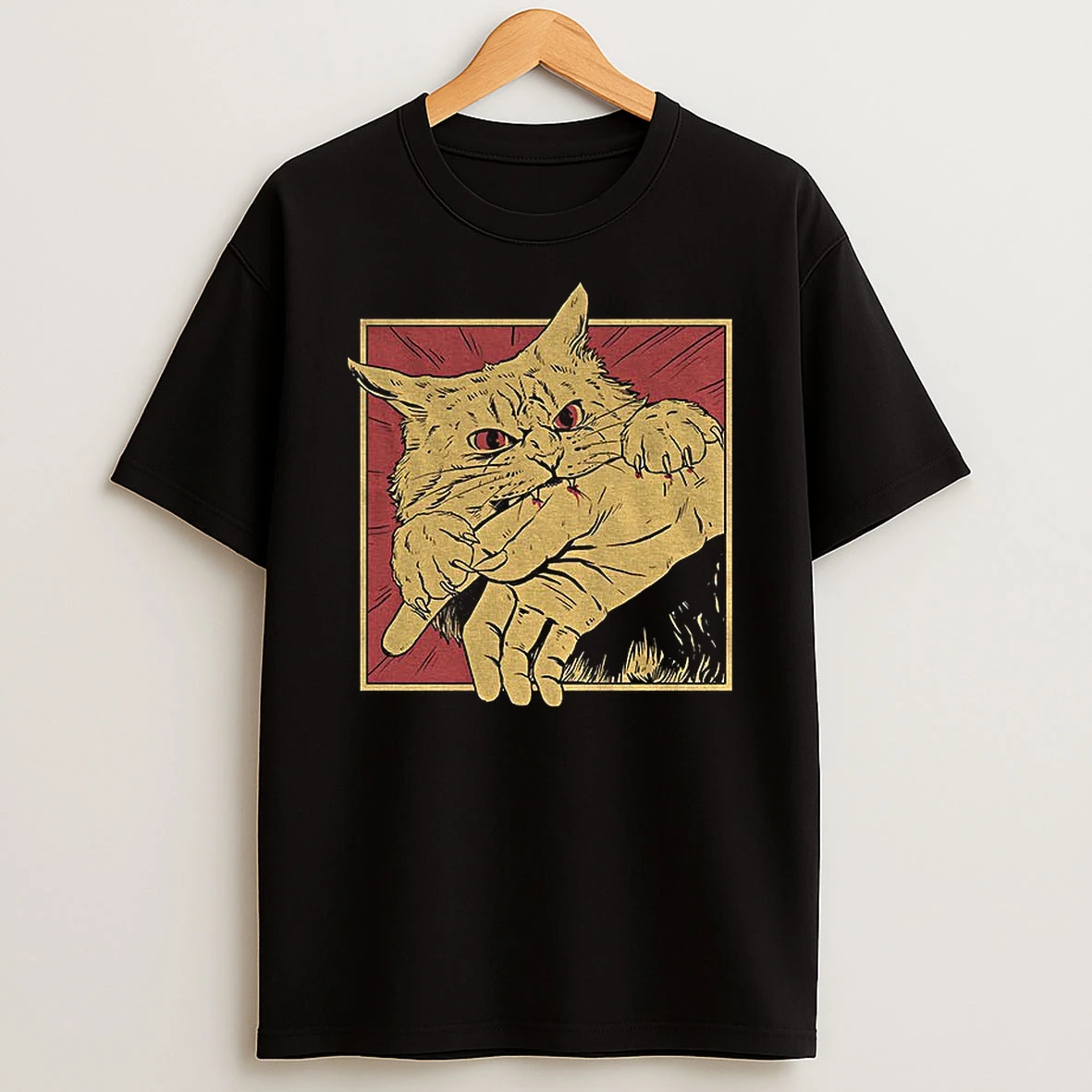 Cat Bite Japanese Horror Anime Meme T Shirt