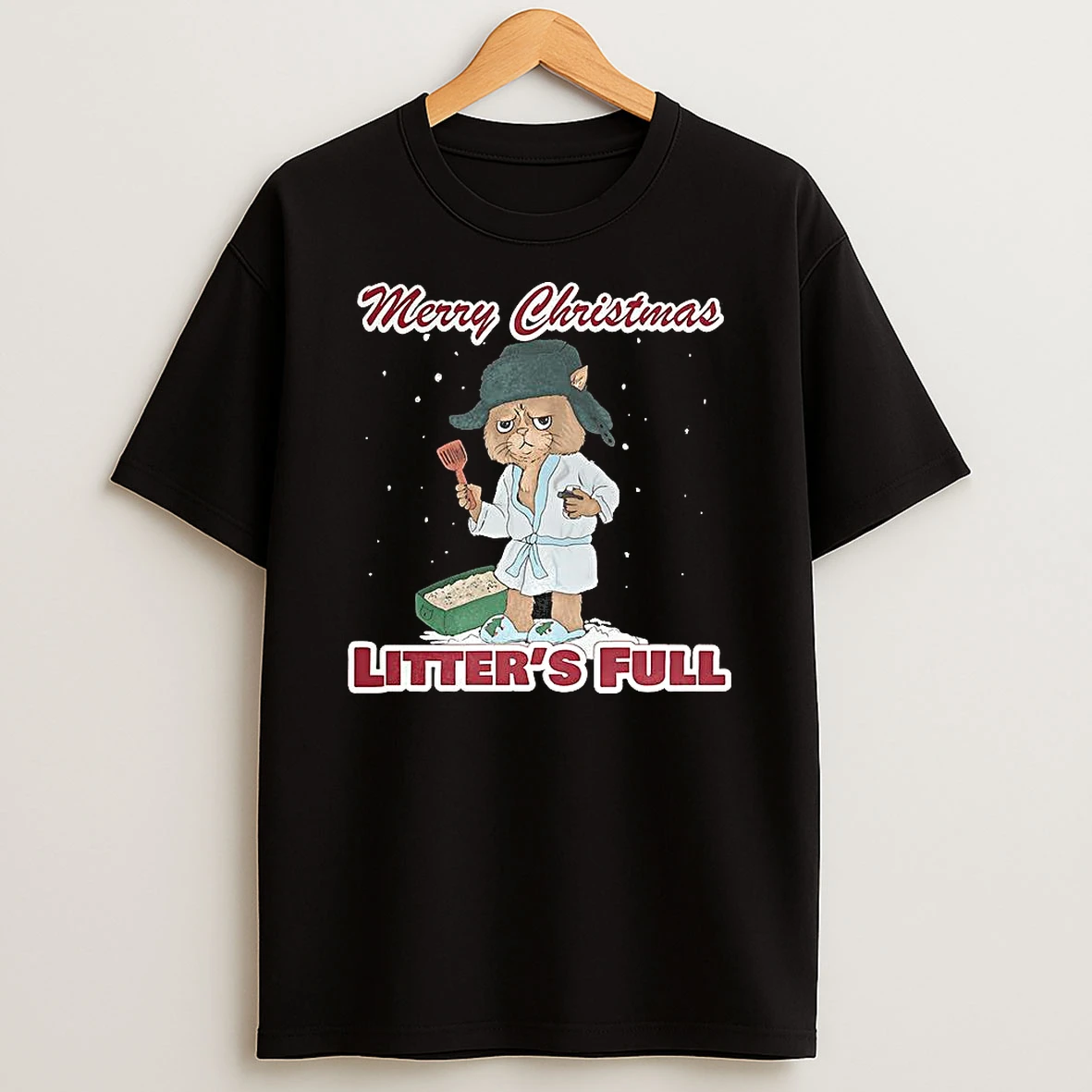 Cat Scowled Litters Full Merry Christmas T Shirt