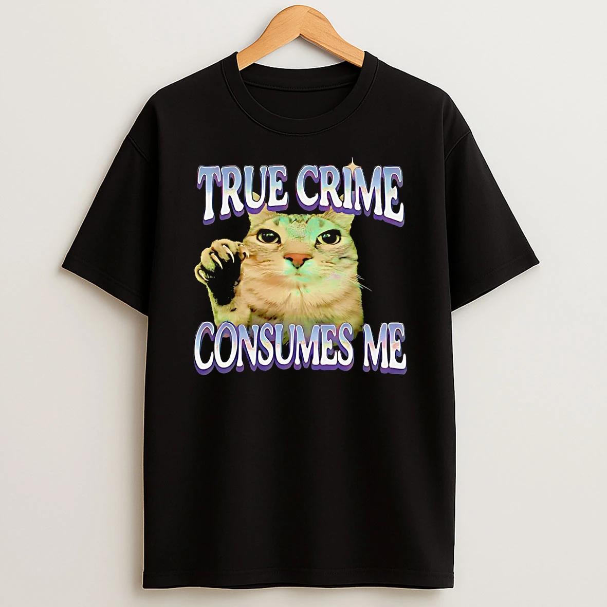 Cat True Crime Consumes Me T Shirt