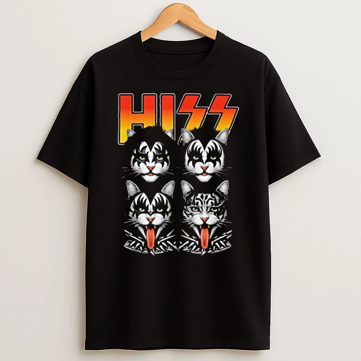 Cats Band Parody 70s Music Lover Cat Face Graphic T Shirt