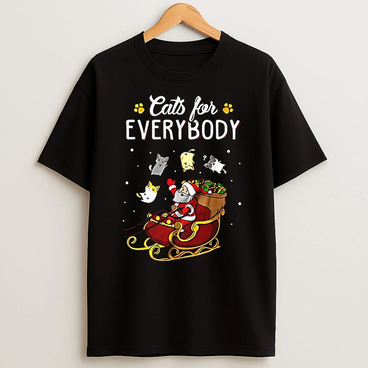 Cats For Everybody Santa Claus Delivers Presents Christmas T Shirt