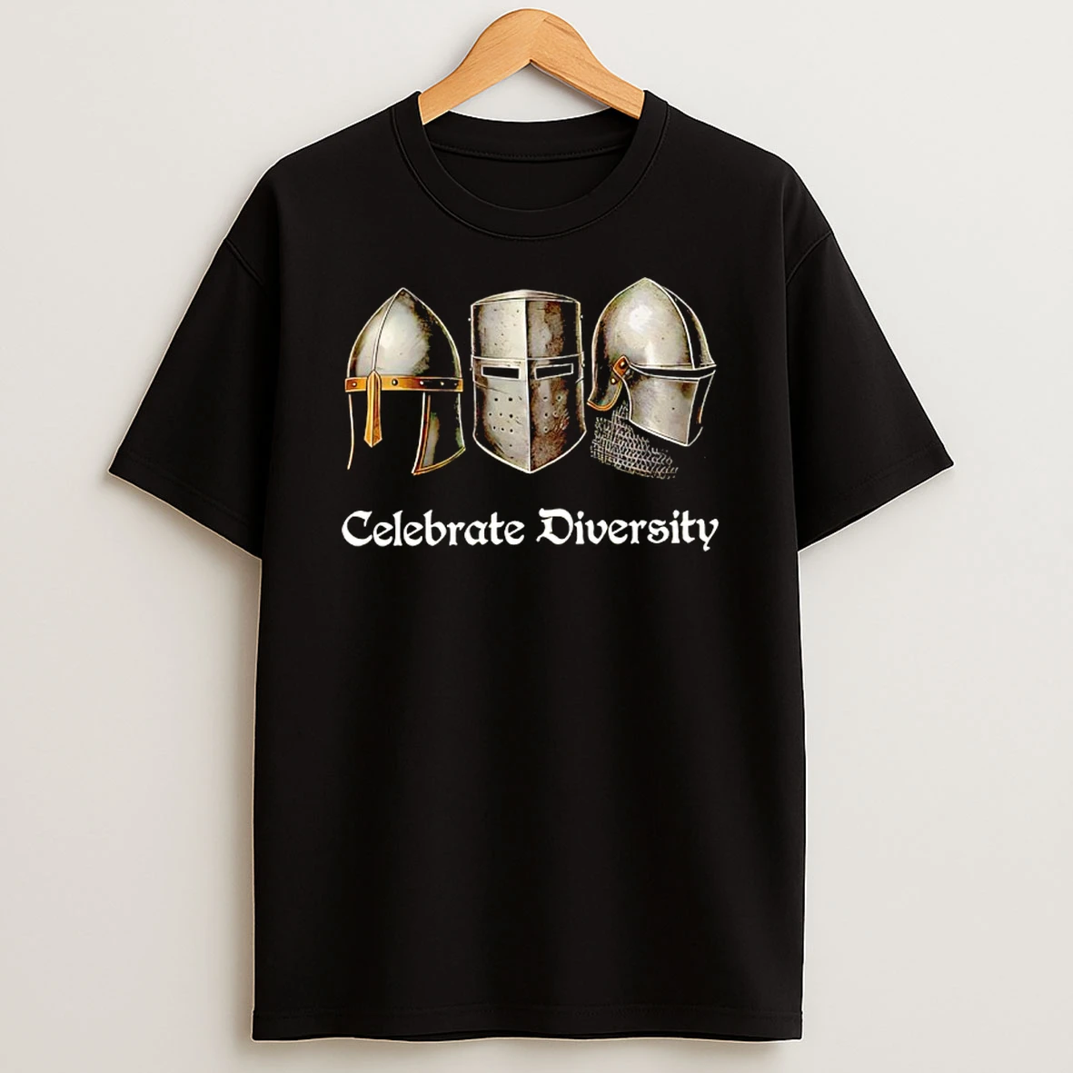 Celebrate Diversity Helmets Medieval Knight Helmet T Shirt