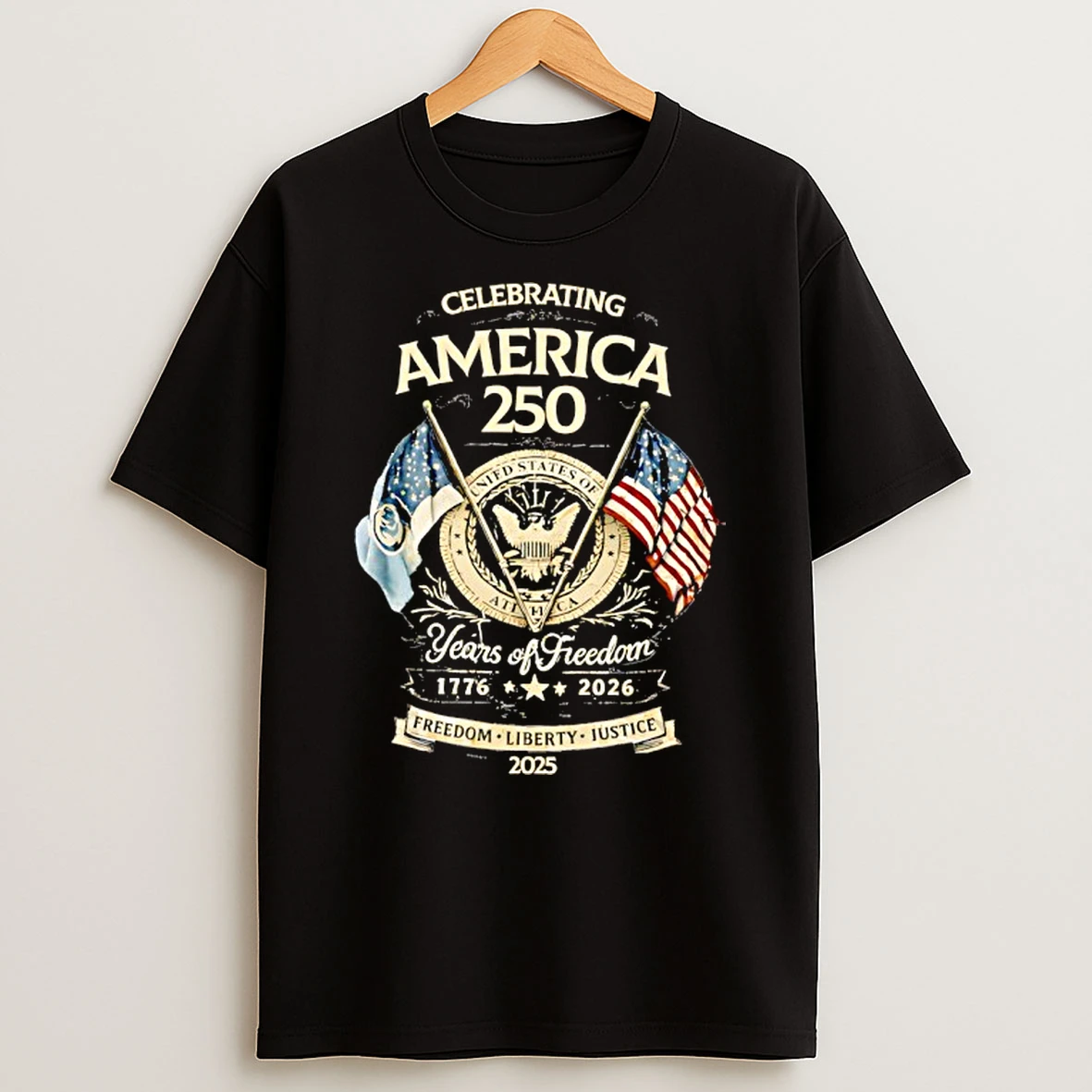 Celebrating America 250 Years Of Freedom Liberty Justice Retro T Shirt
