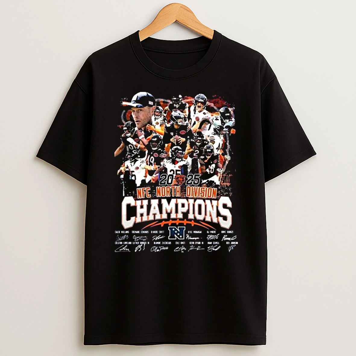 Celebrating The Chicago Bears Nfc North Championship In 2025 Signature Logo T Shirt