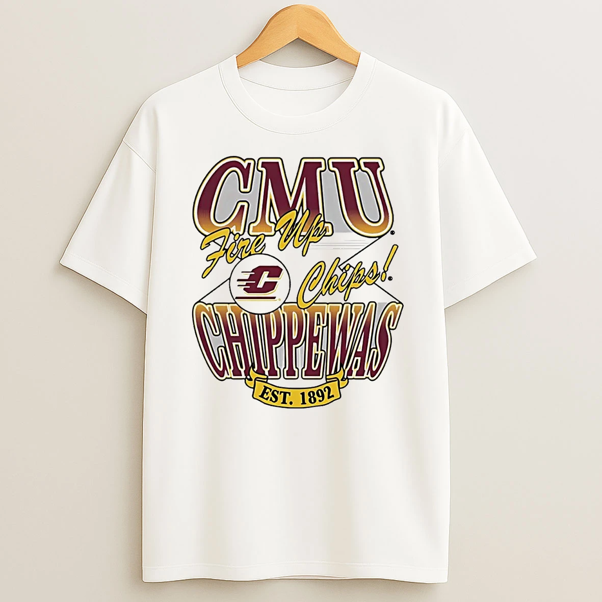 Central Michigan Chippewas Fire Up Chips Est 1892 T Shirt