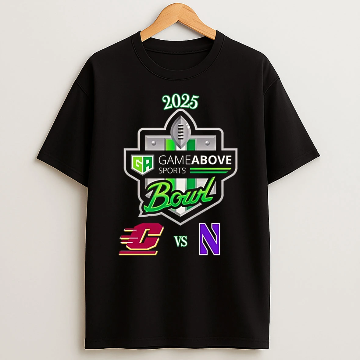Central Michigan Chippewas Vs Northwestern Wildcats 2025 Gameabove Sports Bowl T Shirt