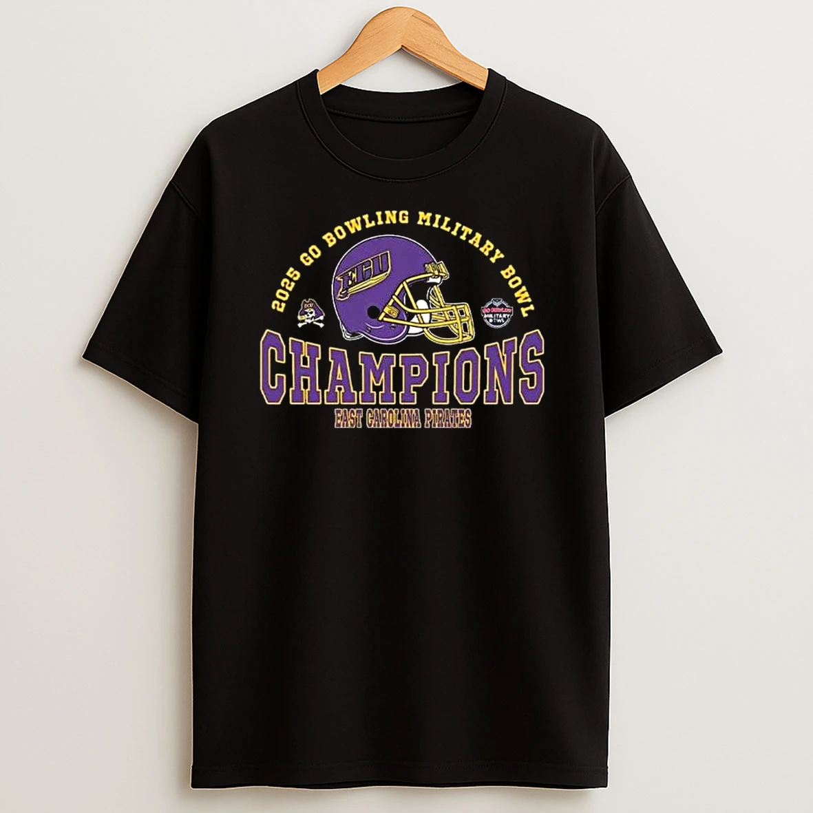 Champions 2025 Military Bowl East Carolina Pirates Football The Champions 2025 Go Bowling Military Bowl Helmet T Shirt