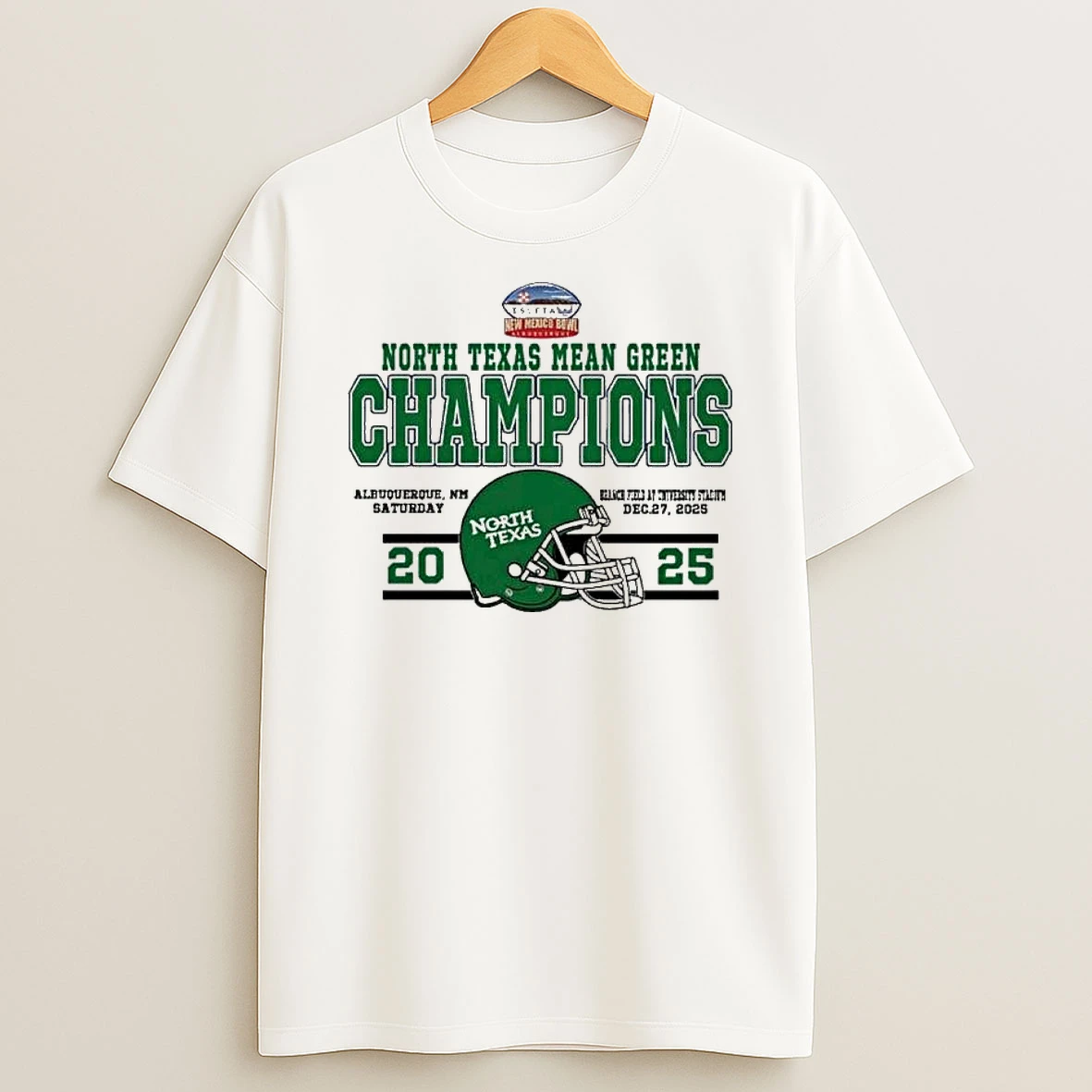 Champions North Texas Mean Green Football Named To Champions 2025 Isleta New Mexico Bowl Helmet T Shirt