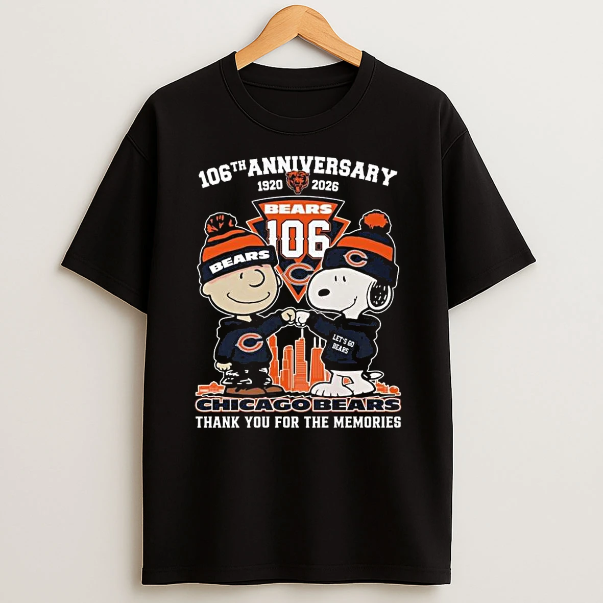 Charlie Brown And Snoopy X Chicago Bears 106th Anniversary 1920 2026 Thank You For The Memories T Shirt