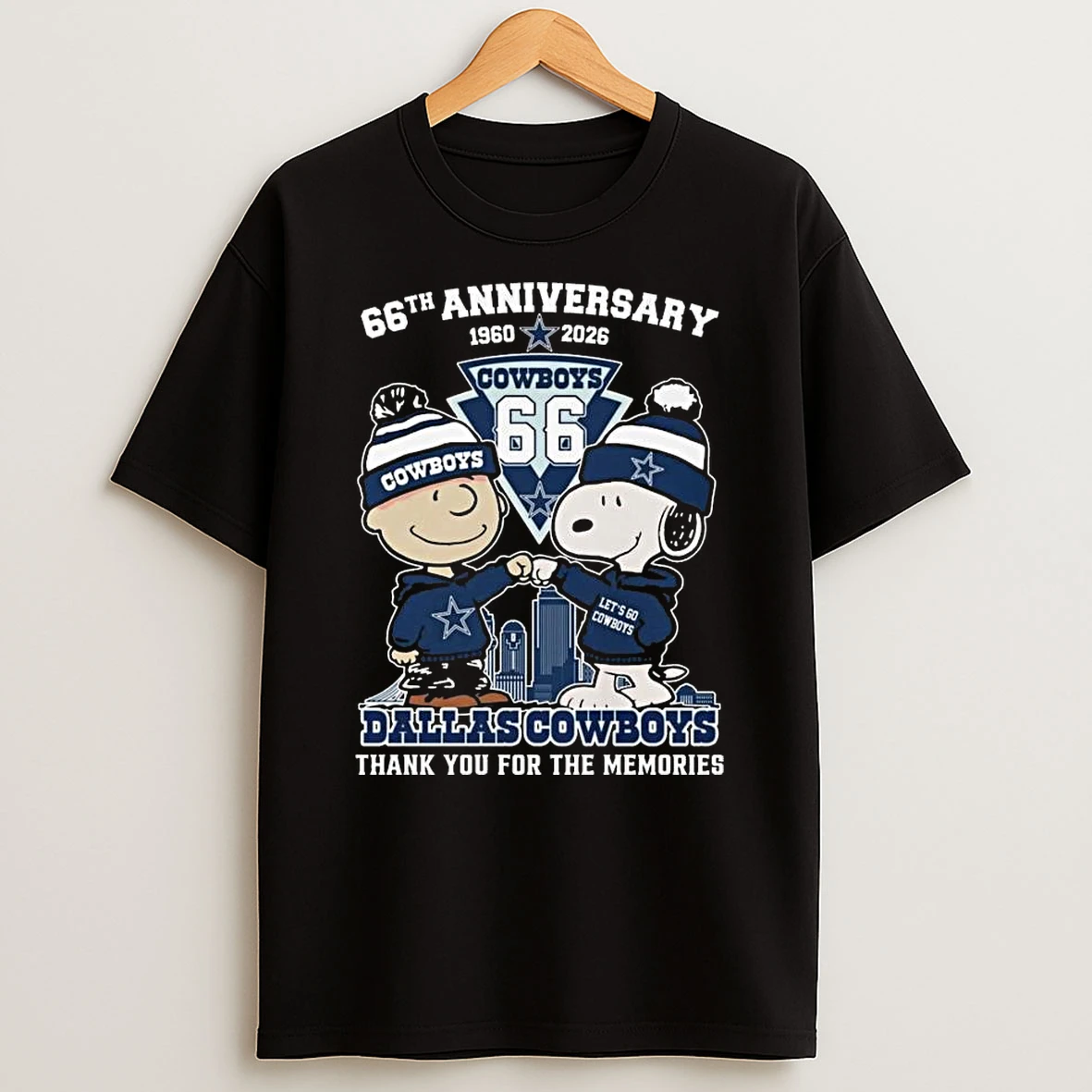 Charlie Brown And Snoopy X Dallas Cowboys 66th Anniversary 1960 2026 Thank You For The Memories T Shirt