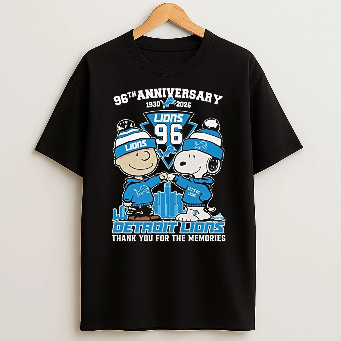 Charlie Brown And Snoopy X Detroit Lions 96th Anniversary 1930 2026 Thank You For The Memories T Shirt