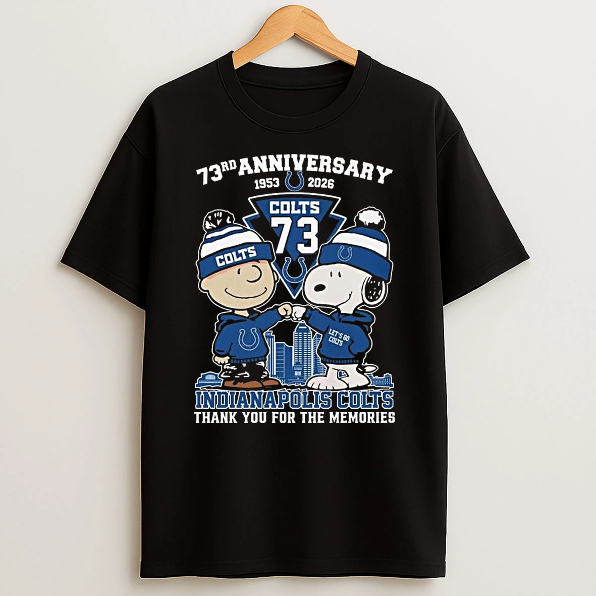 Charlie Brown And Snoopy X Indianapolis Colts 73th Anniversary 1953 2026 Thank You For The Memories T Shirt