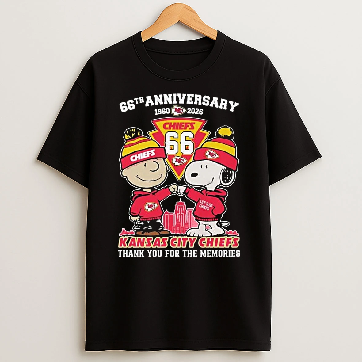 Charlie Brown And Snoopy X Kansas City Chiefs 66th Anniversary 1960 2026 Thank You For The Memories T Shirt