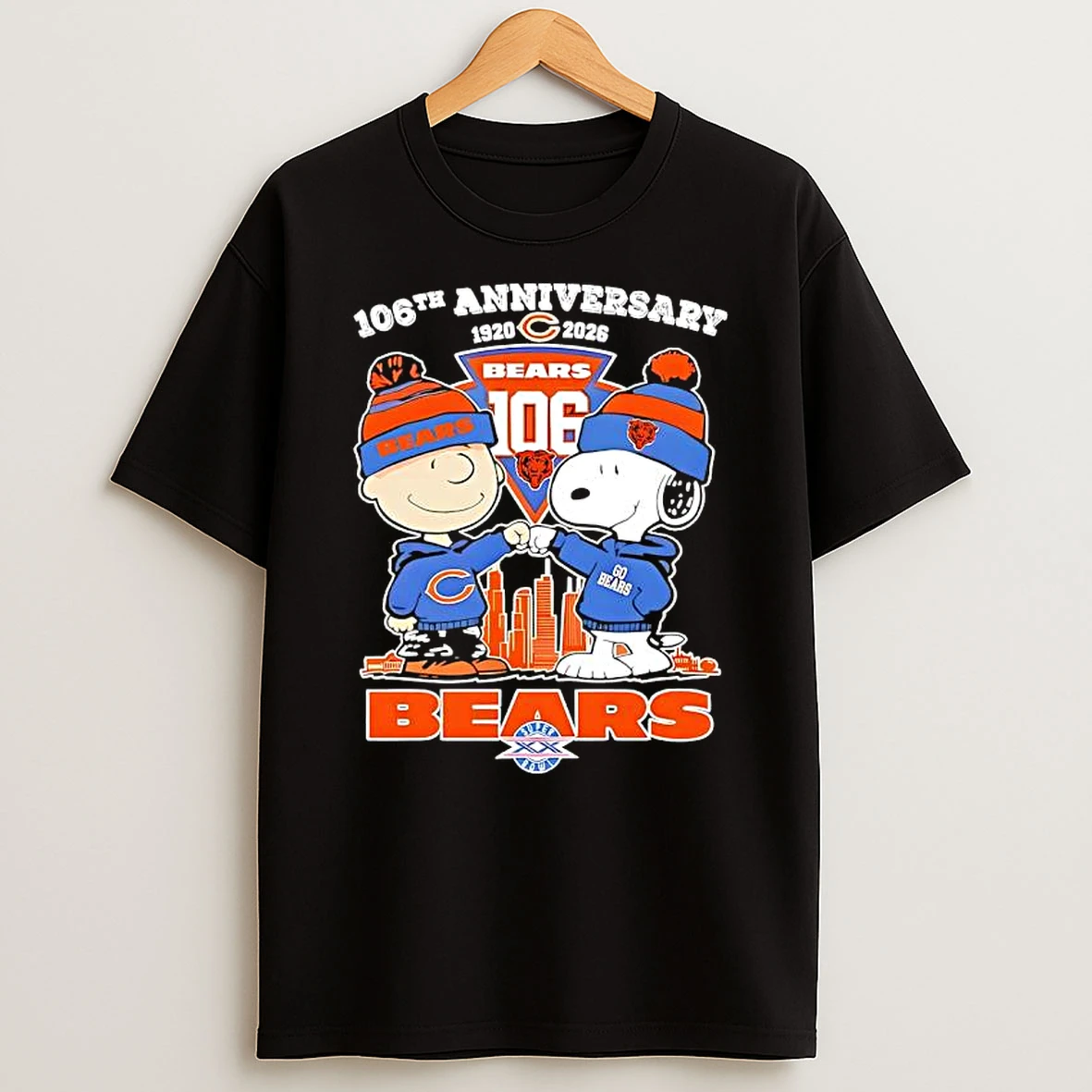 Charlie Brown And Snoopy Chicago Bears 106th Anniversary Super Bowl T Shirt