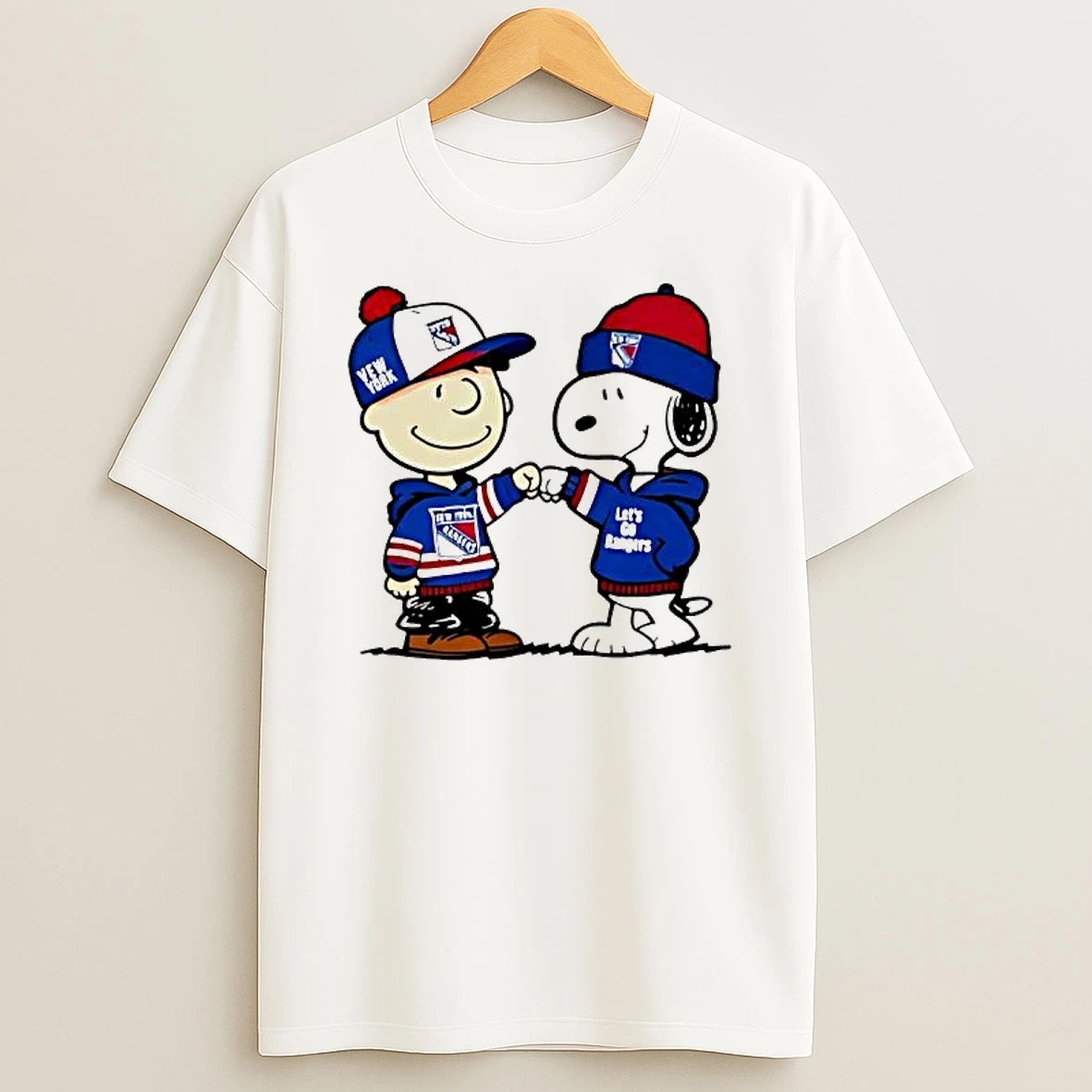 Charlie Brown And Snoopy Lets Go Rangers New York Ice Hockey T Shirt