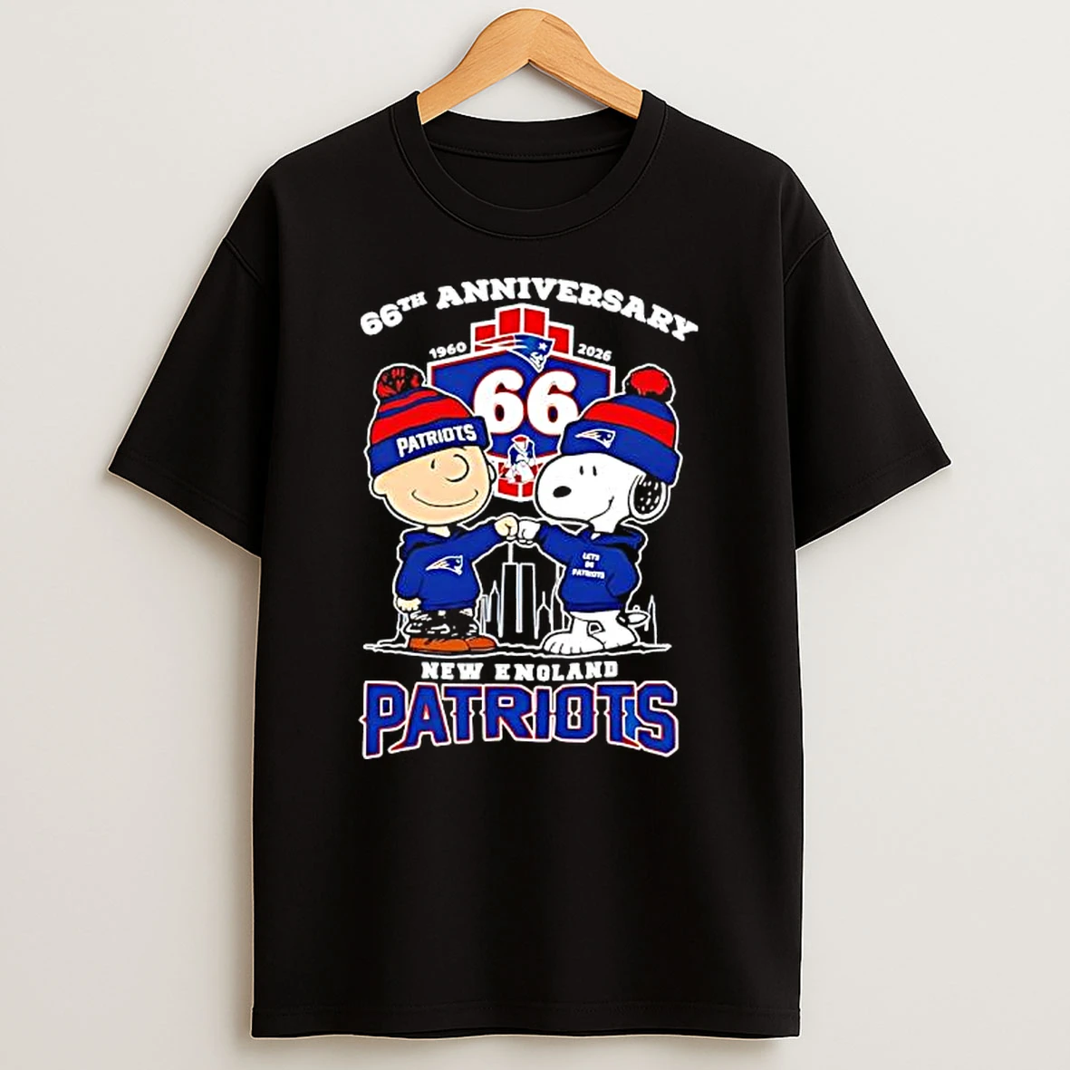 Charlie Brown And Snoopy New England Patriots 66th Anniversary 1960 2026 T Shirt