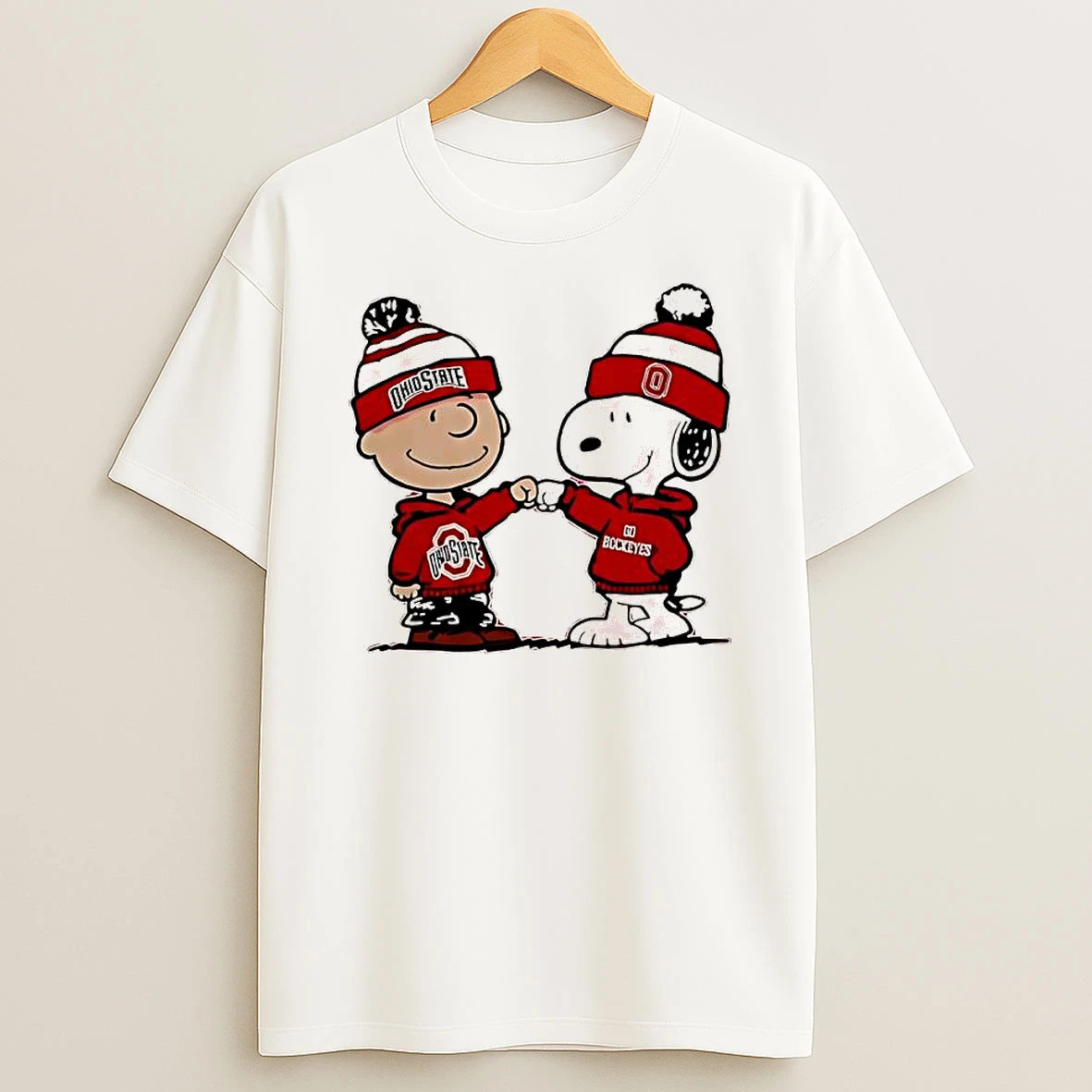 Charlie Brown And Snoopy In Ohio State Buckeyes Gear T Shirt