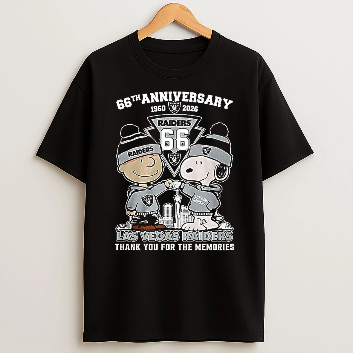 Charlie Brown Fist Bump Snoopy 66th Anniversary 1960 2026 Las Vegas Raiders Thank You For The Memories Signature T Shirt