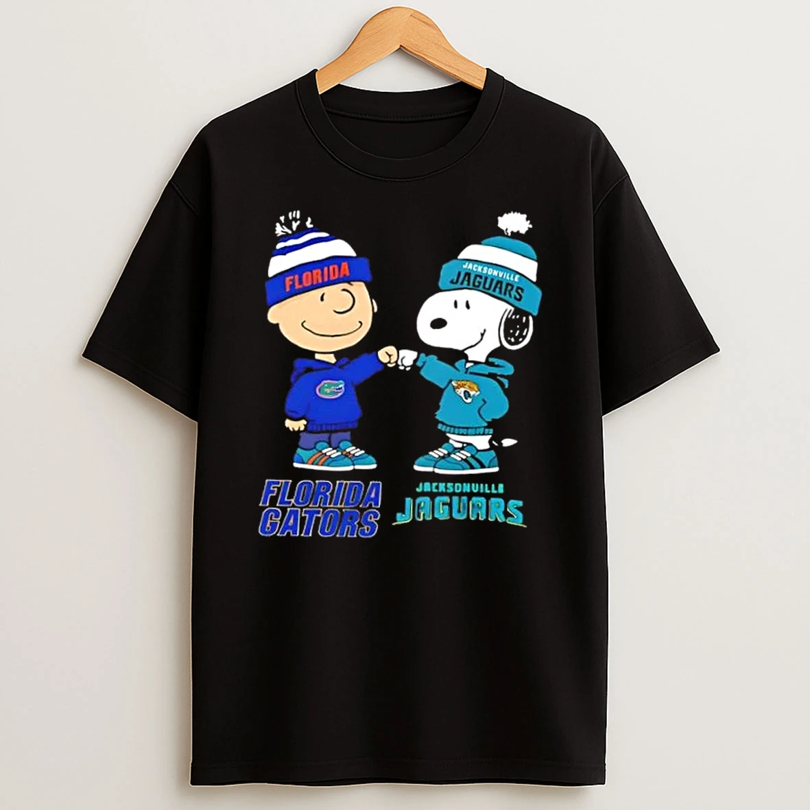 Charlie Brown Fist Bump Snoopy Florida Gators X Jacksonville Jaguars T Shirt