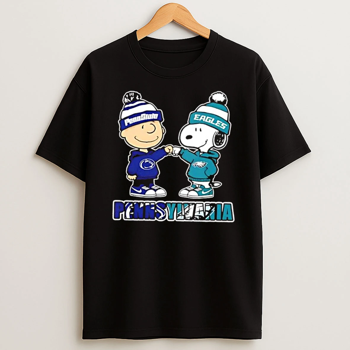 Charlie Brown Fist Bump Snoopy Pennsylvania City Sports Penn State Nittany Lions X Philadelphia Eagles T Shirt