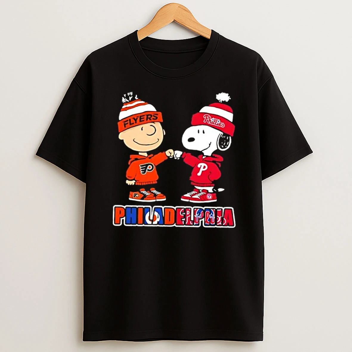 Charlie Brown Fist Bump Snoopy Philadelphia City Sports Phillies X Flyers T Shirt