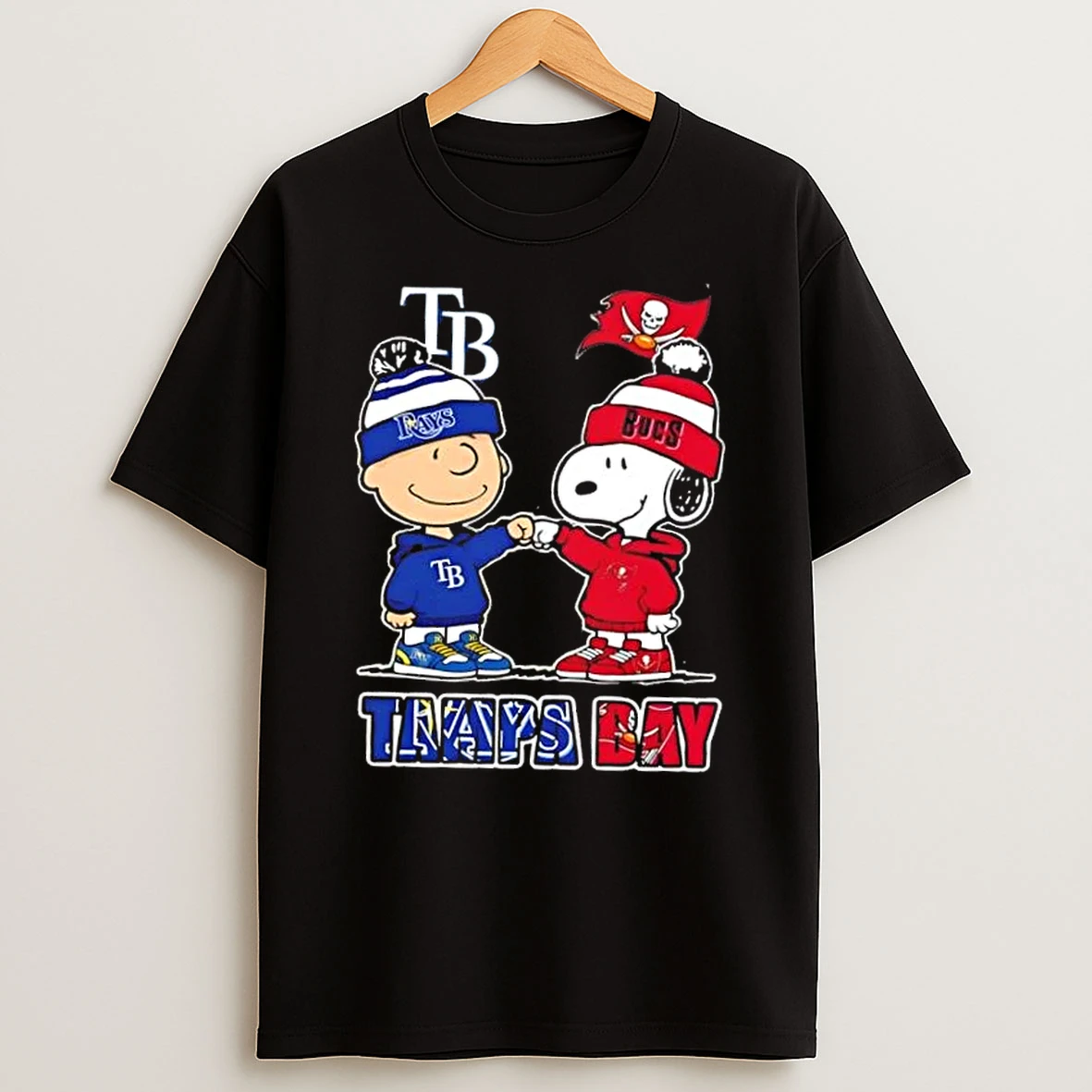 Charlie Brown Fist Bump Snoopy Tampa Bay City Sports Rays X Buccaneers T Shirt