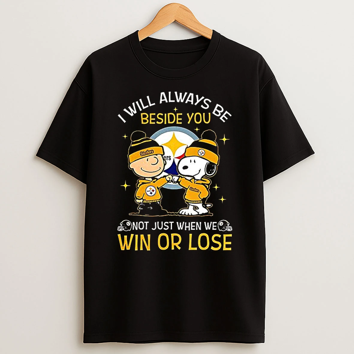 Charlie Brown Touch Hand Snoopy Pittsburgh Steelers I Will Always Be Beside You T Shirt