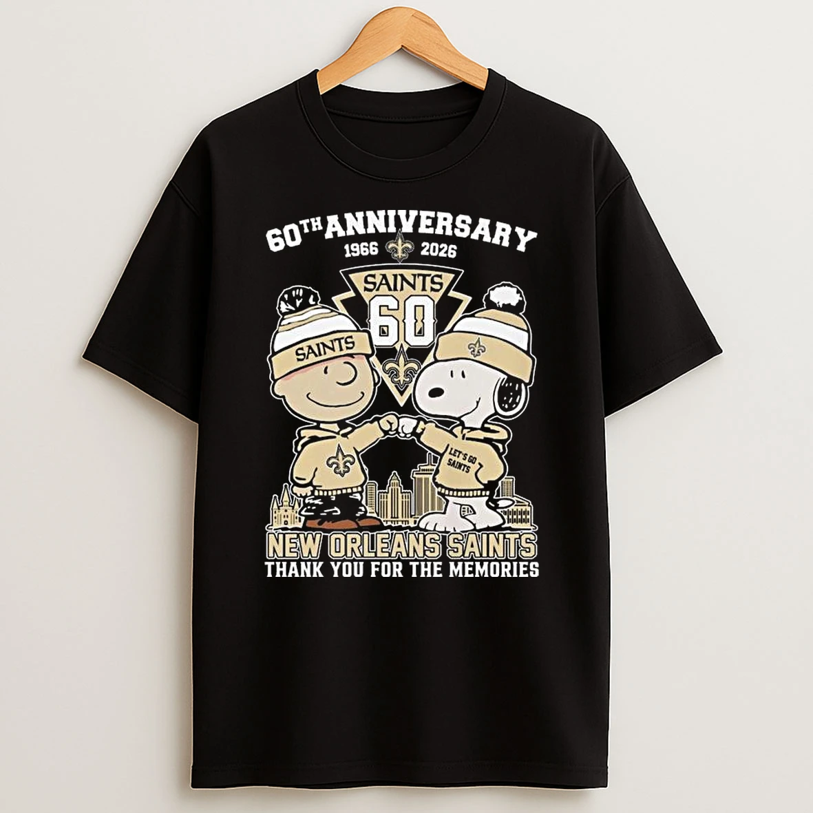 Charlie Browns And Snoopy X New Orleans Saints 60th Anniversary 1966 2026 Thank You For The Memories T Shirt