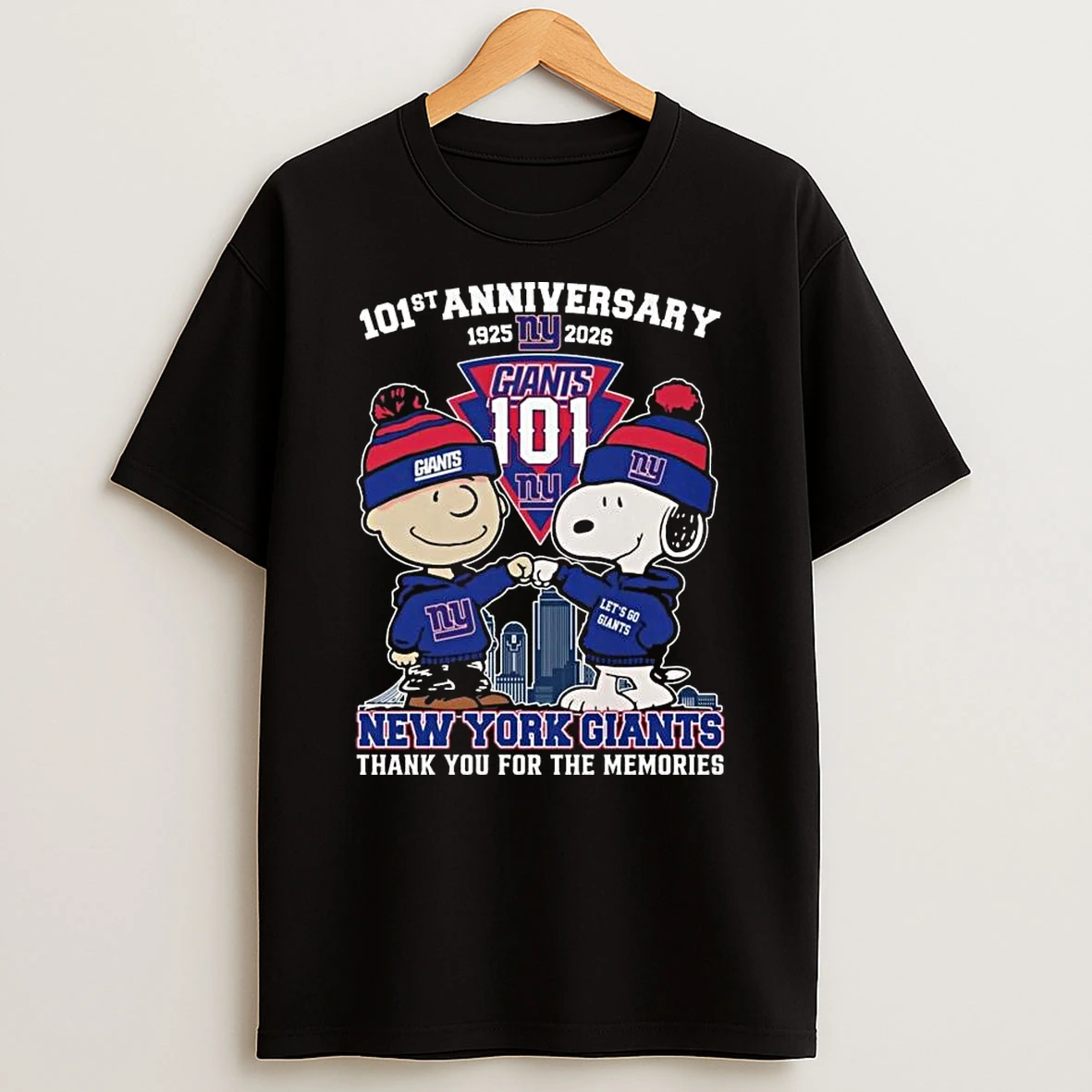 Charlie Browns And Snoopy X New York Giants 101th Anniversary 1925 2026 Thank You For The Memories T Shirt