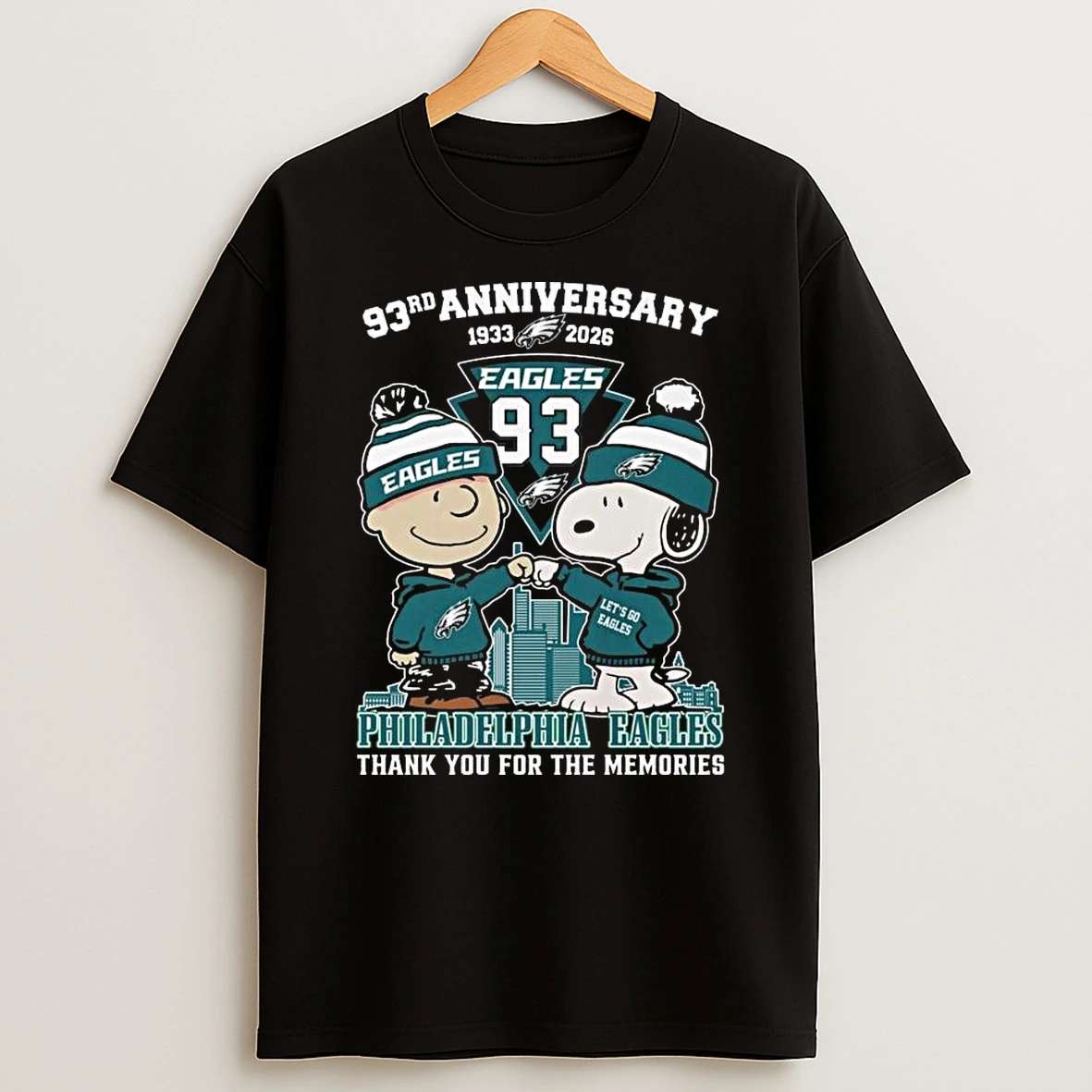 Charlie Browns And Snoopy X Philadelphia Eagles 93th Anniversary 1933 2026 Thank You For The Memories T Shirt