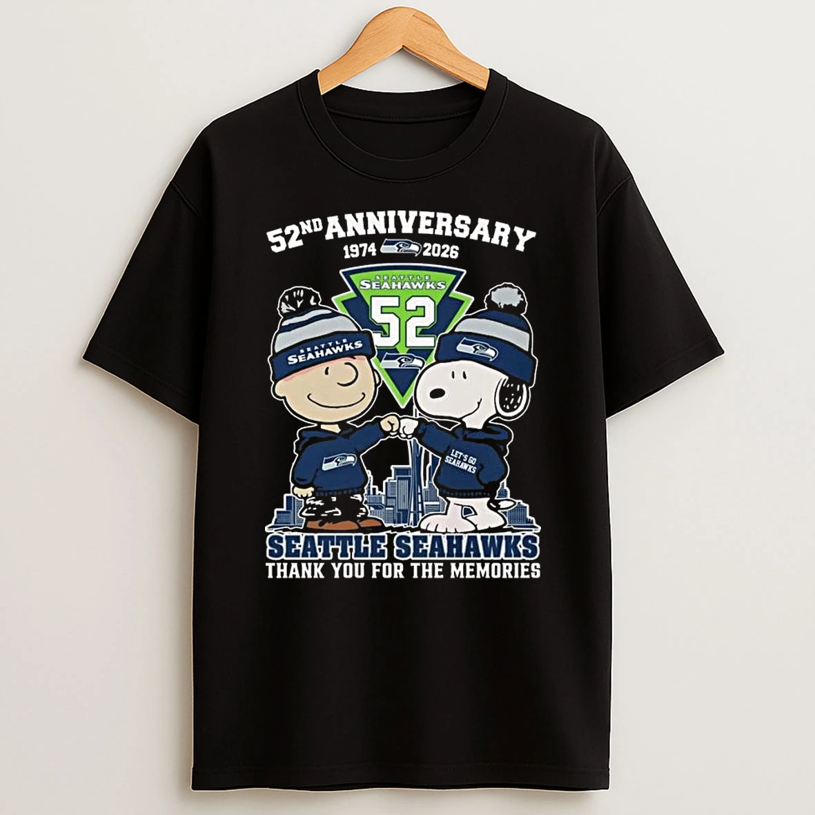 Charlie Browns And Snoopy X Seattle Seahawks 52th Anniversary 1974 2026 Thank You For The Memories T Shirt
