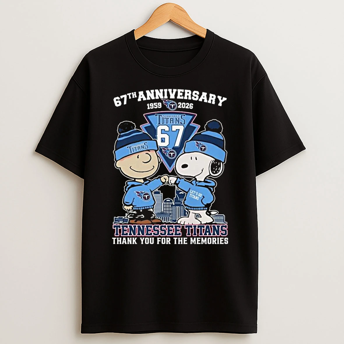 Charlie Browns And Snoopy X Tennessee Titans 67th Anniversary 1959 2026 Thank You For The Memories T Shirt