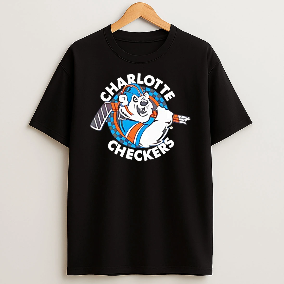 Charlotte Checkers Retro Logo Sky T Shirt