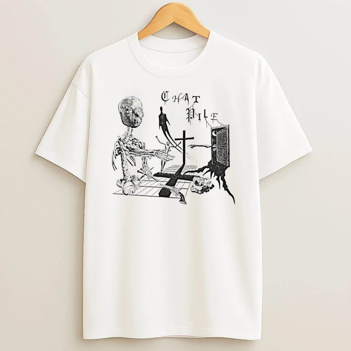 Chat Pile Ivory Crosses Circle T Shirt