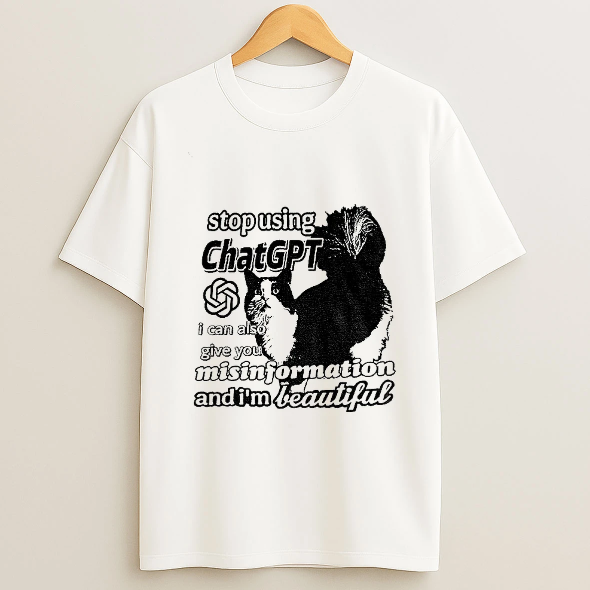 Chat Gpt Cat Meme Stop Using I Can Also Give You Misinformation T Shirt