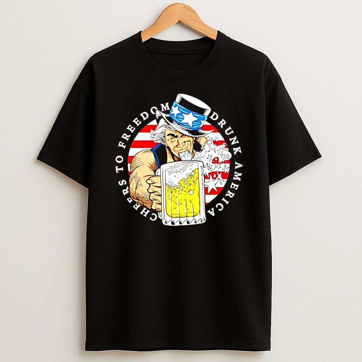 Cheers To Freedom Drunk America Uncle Sam T Shirt