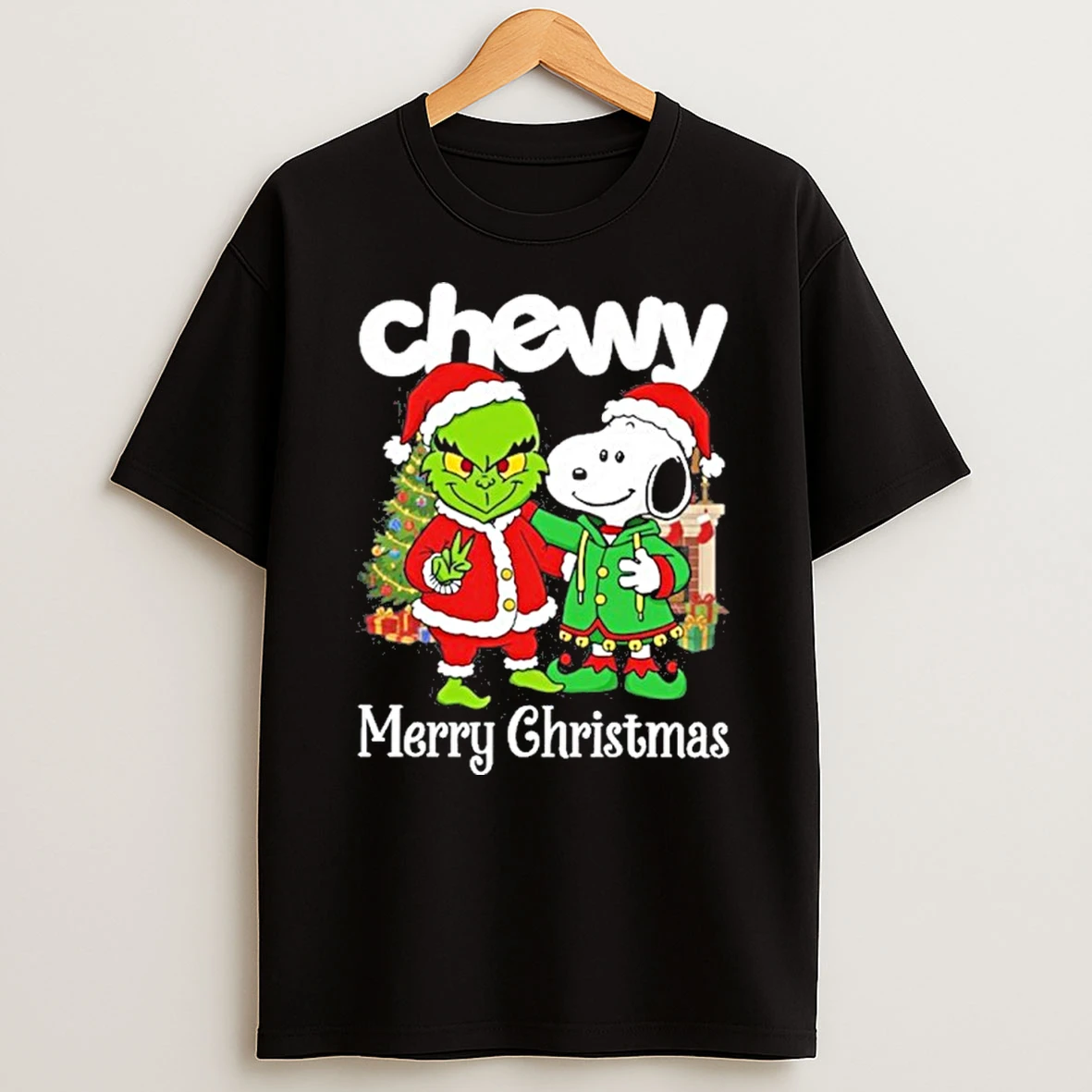 Chewy Santa Grinch X Santa Snoopy Merry Christmas T Shirt
