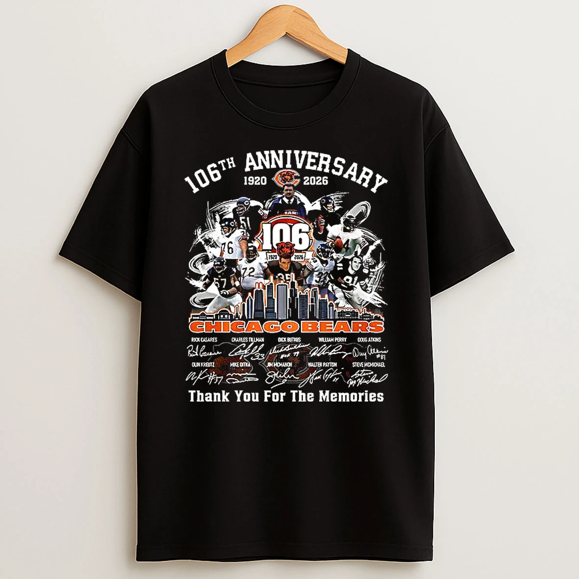 Chicago Bears 106th Anniversary 1920 2026 Thank You For The Memories Signature T Shirt