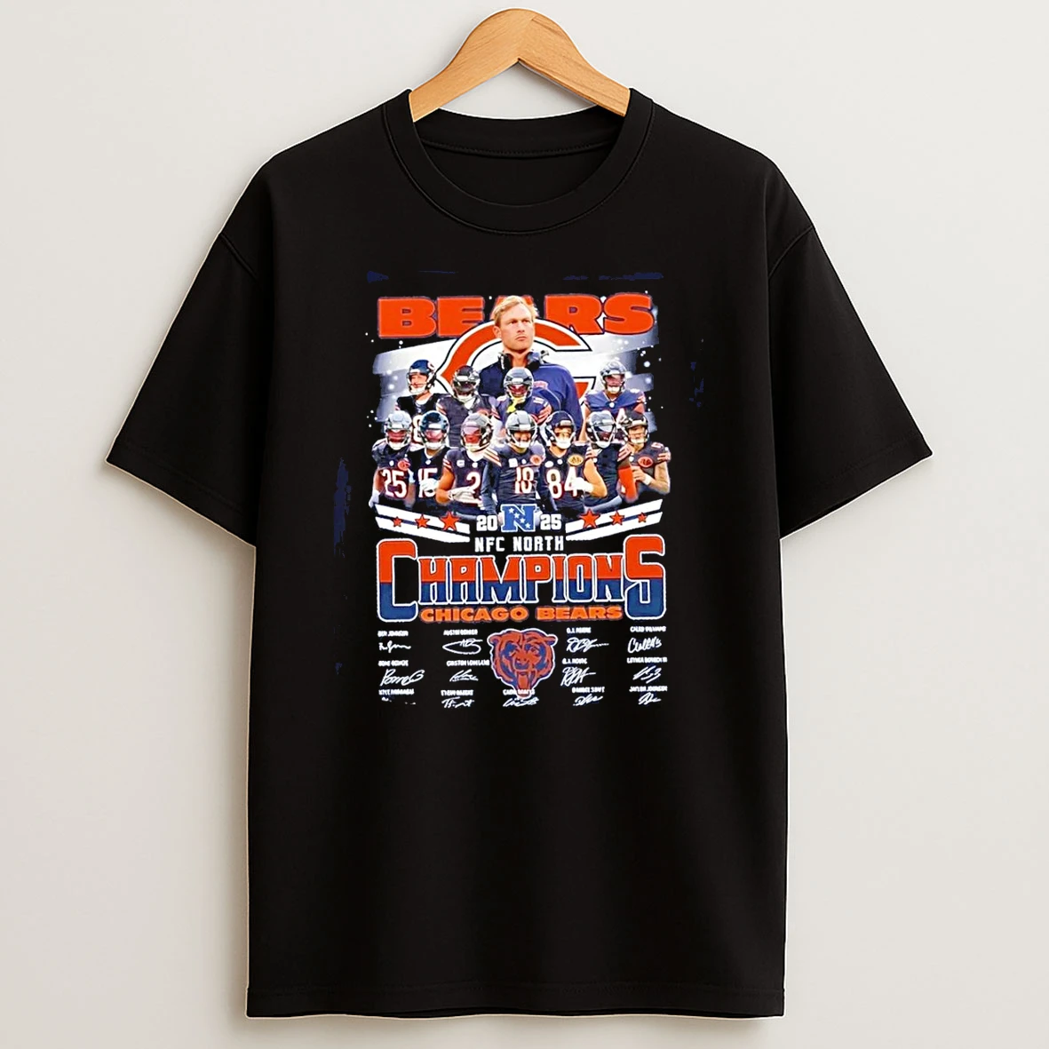 Chicago Bears 2025 Nfc North Champions Signatures T Shirt
