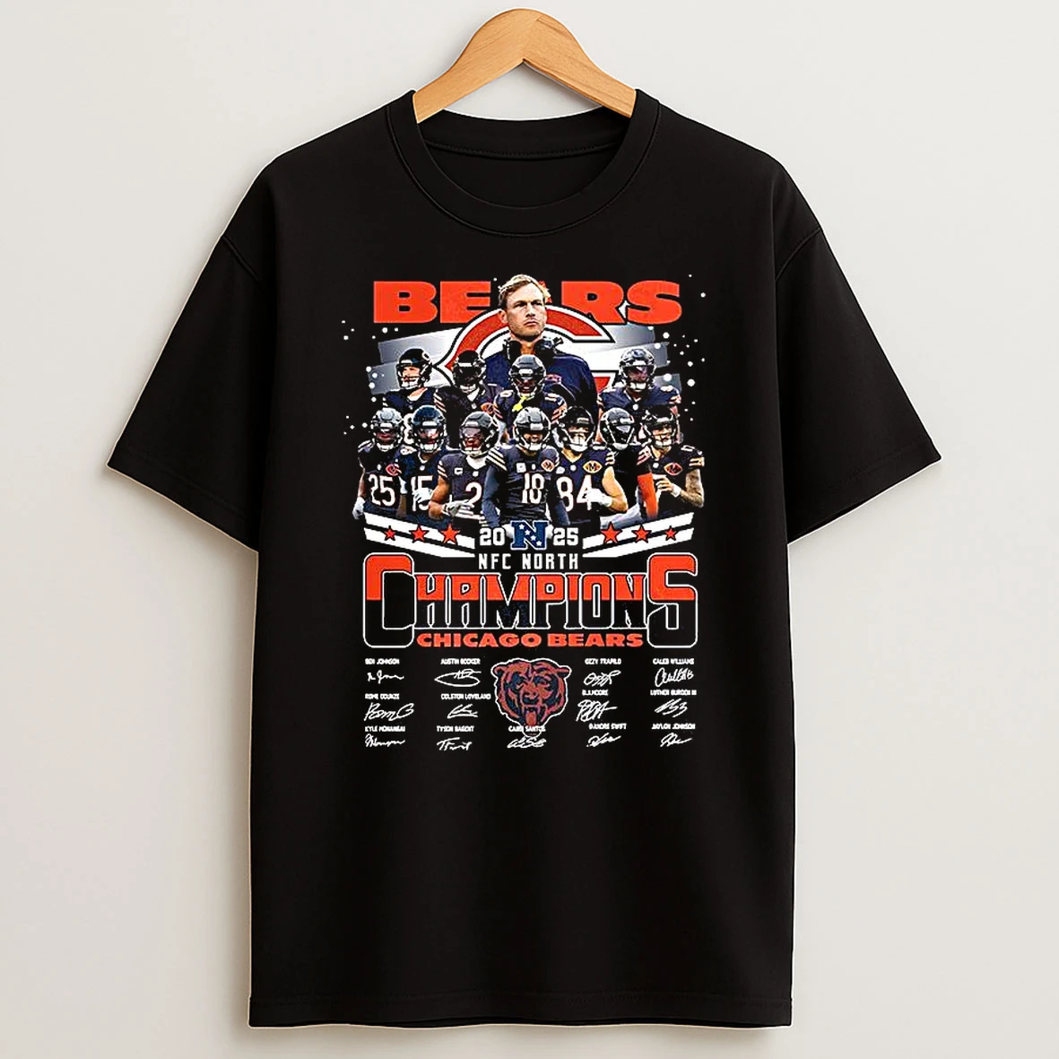 Chicago Bears 2025 Nfc North Division Champions Player Name Signature T Shirt