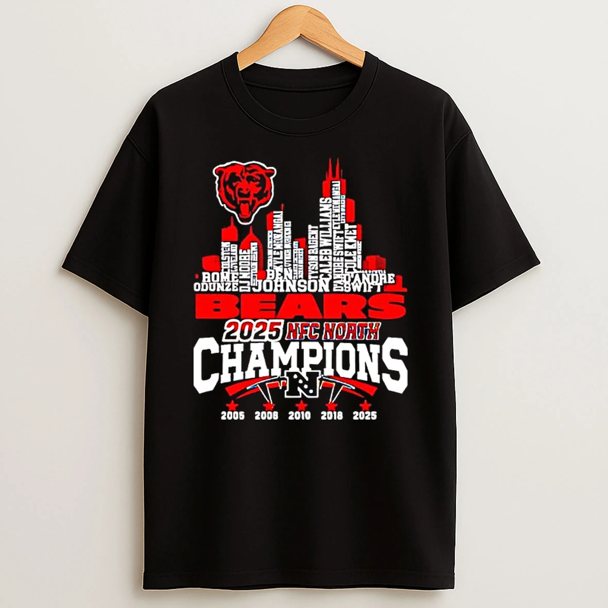 Chicago Bears 2025 Nfc North Division Champions Skyline T Shirt