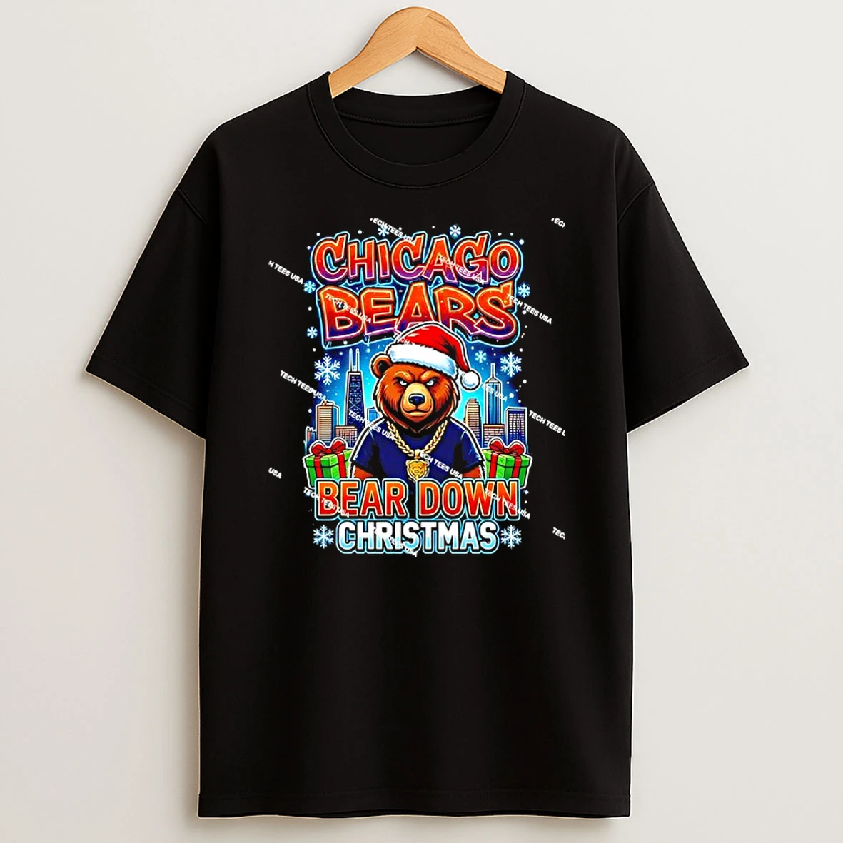 Chicago Bears Football Bear Down Christmas Holiday T Shirt