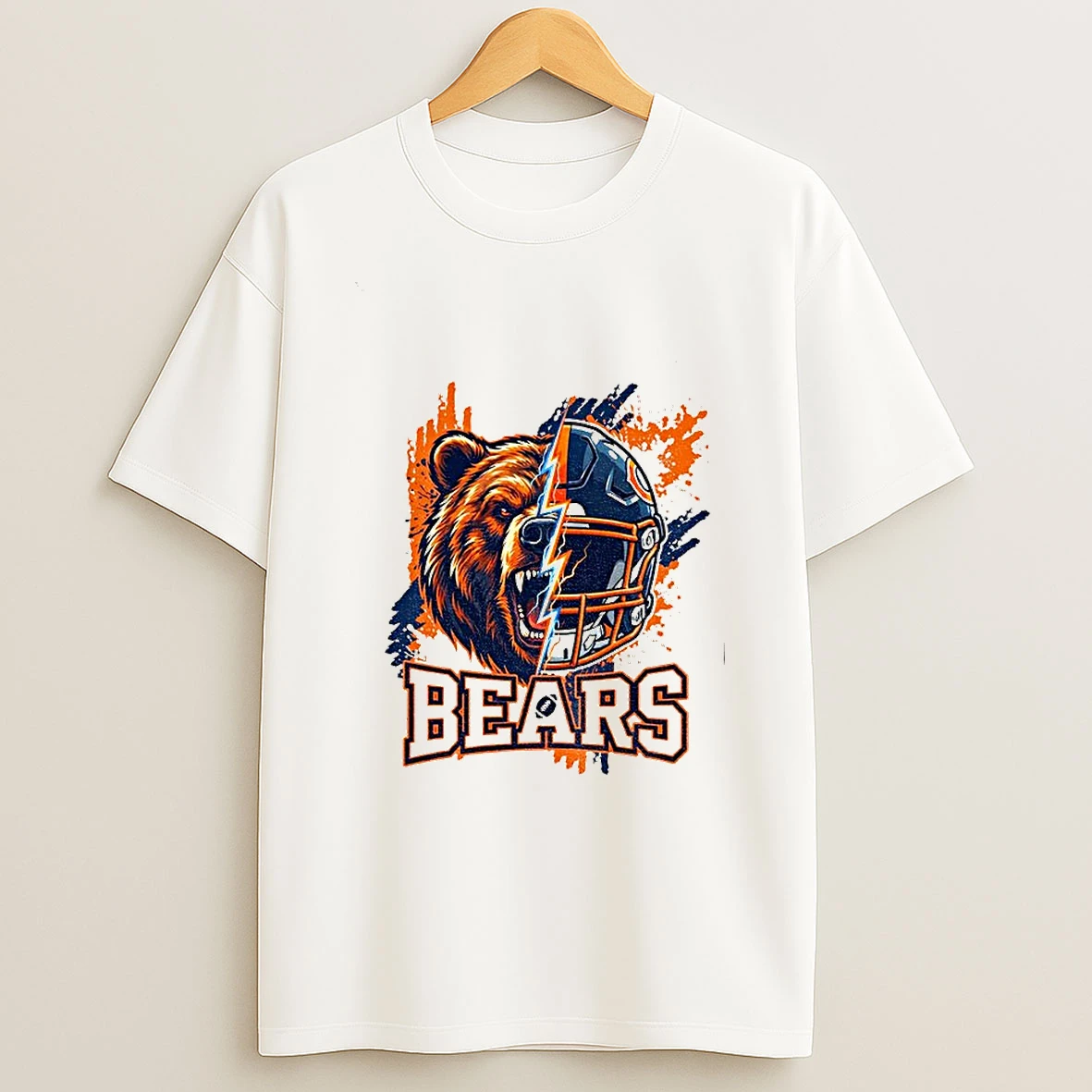 Chicago Bears Football Helmet X Mascot Grizzly Mascot Splatter T Shirt