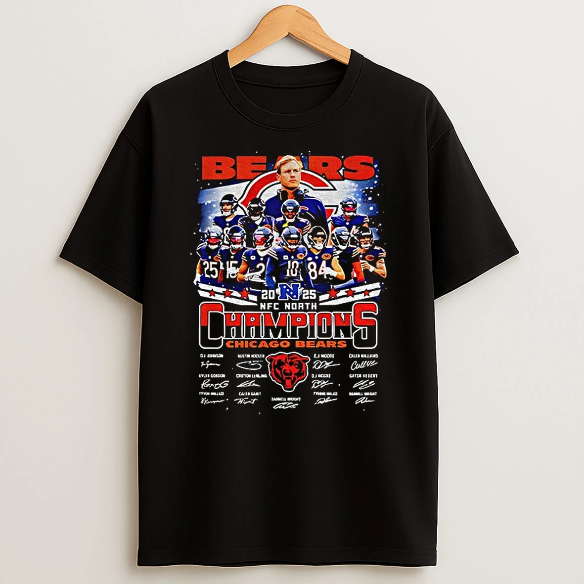 Chicago Bears Nfc North Champions Division 2025 Signatures T Shirt